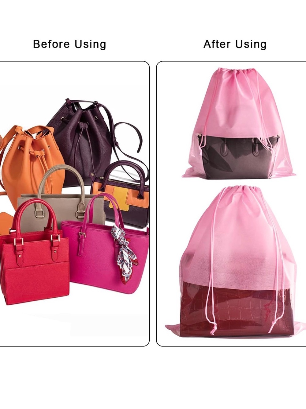 8PCS Dust Bags for Handbags Jumbo Travel Shoe Bags Purses Organizers Storage - Picture 5 of 5